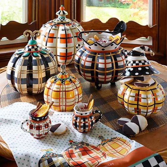 New …. Mackenzie Childs Plaid Pumpkin. - Picture 2 of 3